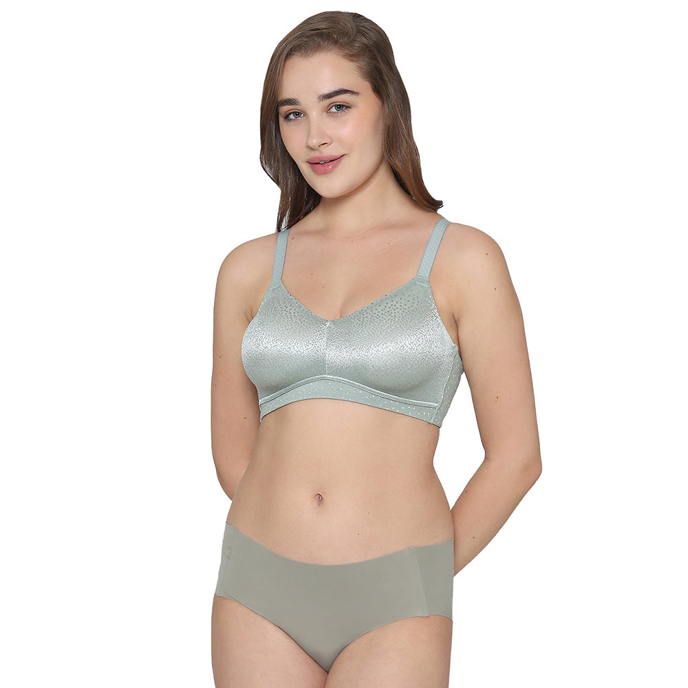 Back Appeal Non Padded Non-Wired Full Cup Everyday Wear Plus Size Seamless Full Support Bra - Green