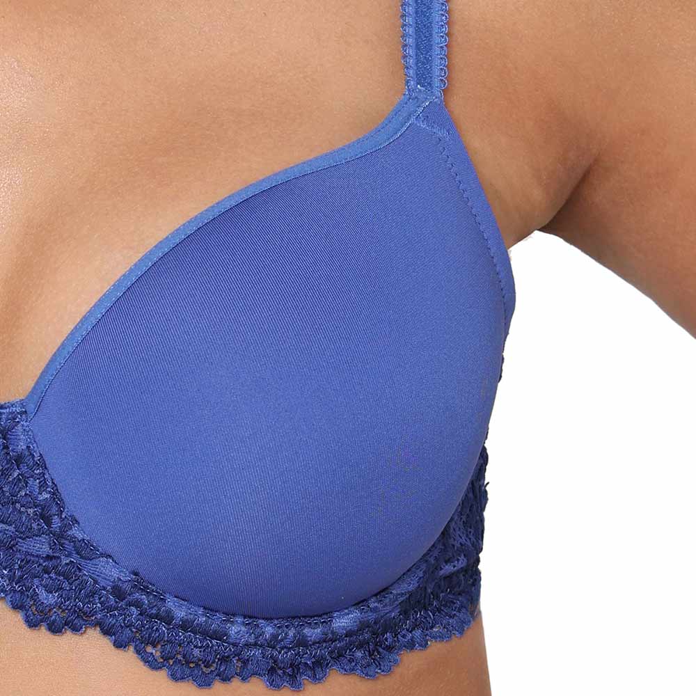 Embrace Lace Contour Padded Wired 3/4th Cup Everyday Wear Medium coverage T-Shirt Bra - Dark Blue