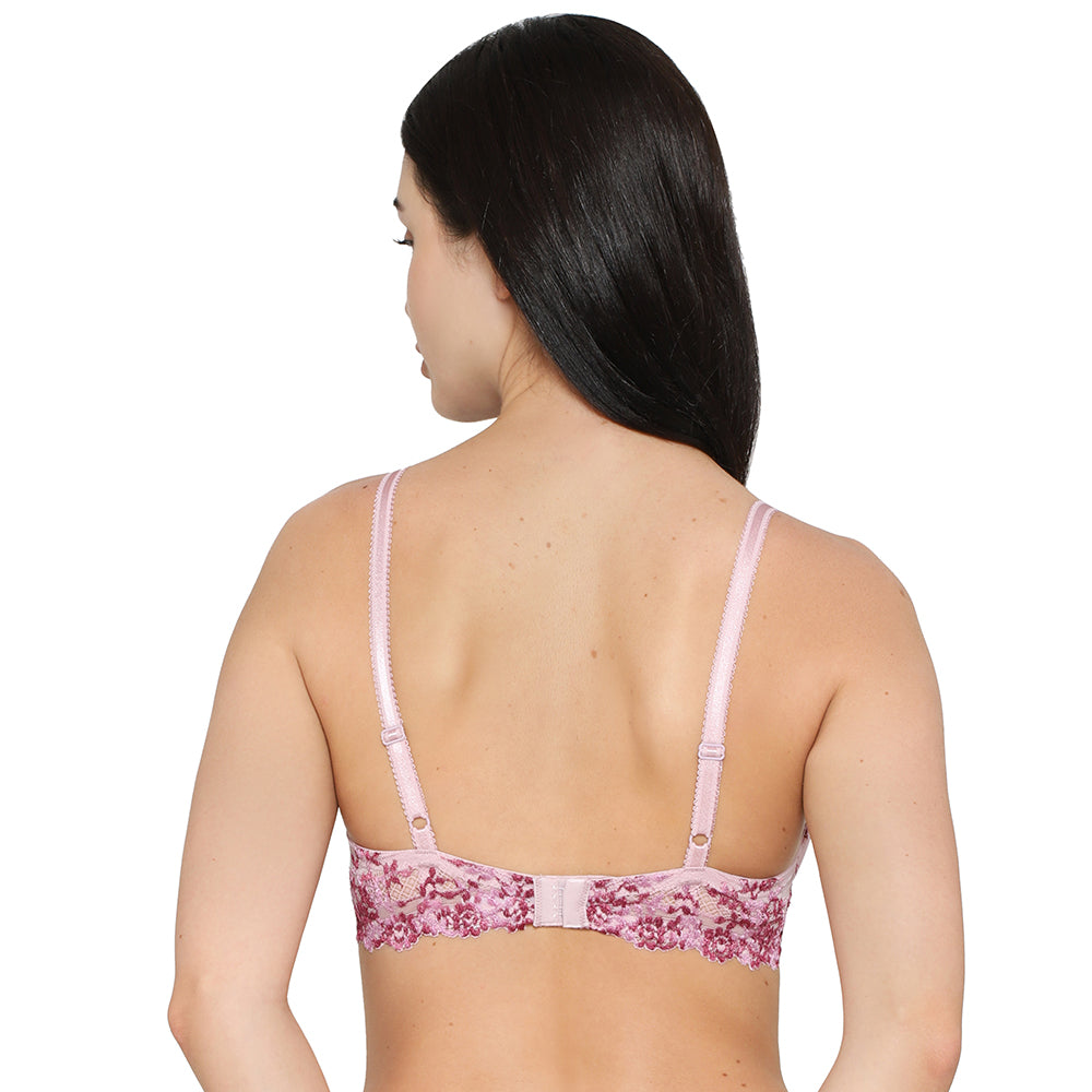 Embrace Lace Contour Padded Wired 3/4th Cup Everyday Wear Medium coverage T-Shirt Bra - Light Pink