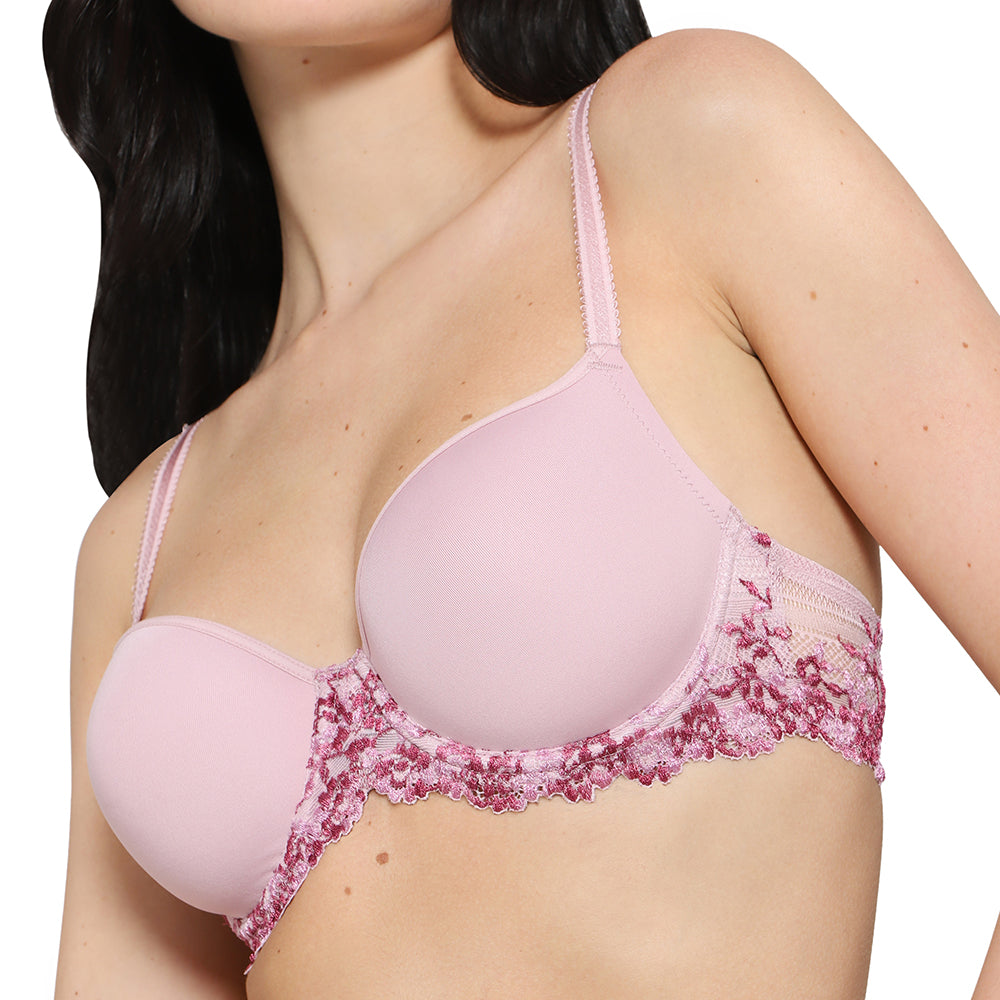 Embrace Lace Contour Padded Wired 3/4th Cup Everyday Wear Medium coverage T-Shirt Bra - Light Pink