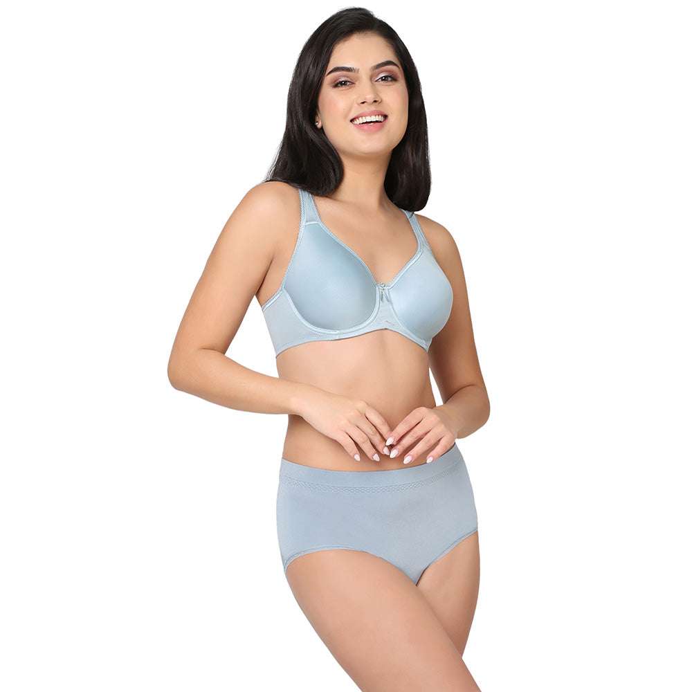 Basic Beauty Lightly Padded Wired Full Cup Everyday Wear Full coverage T-Shirt Bra - Light Blue