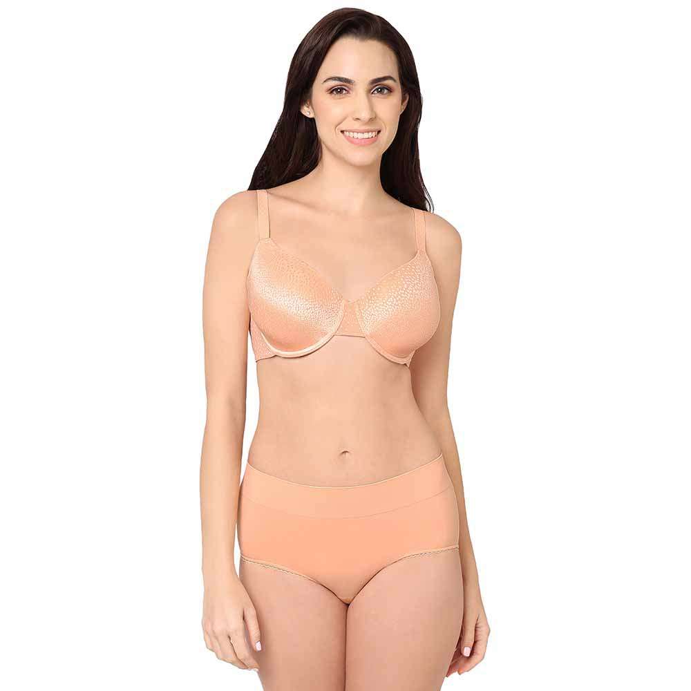 Back Appeal Contour Lightly Padded  Wired Full Cup Everyday Wear Plus Size Full Support Bra - Peach