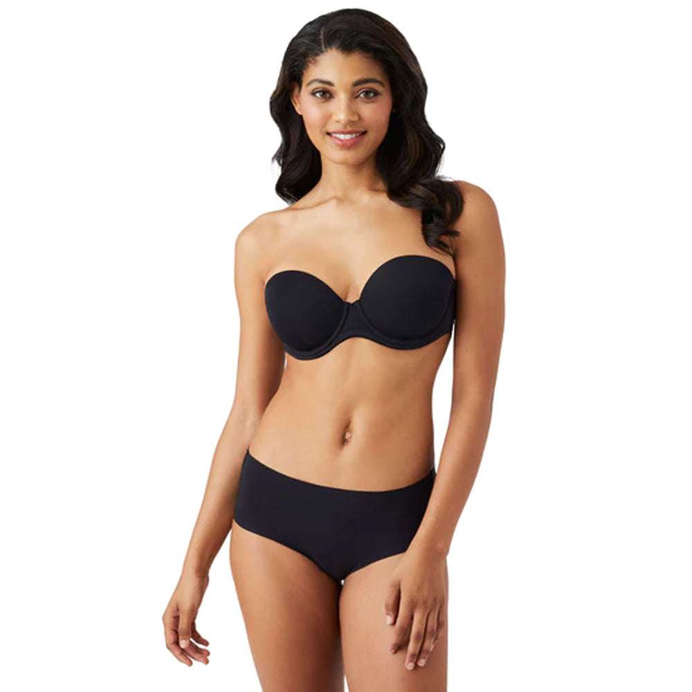 Red Carpet Padded Wired Half Cup Low Coverage Strapless Bra - Black