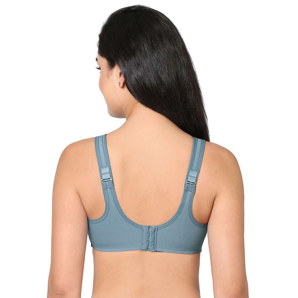 Sport Non Padded Wired Full Coverage Full Support High Intensity Sports Bra - Blue