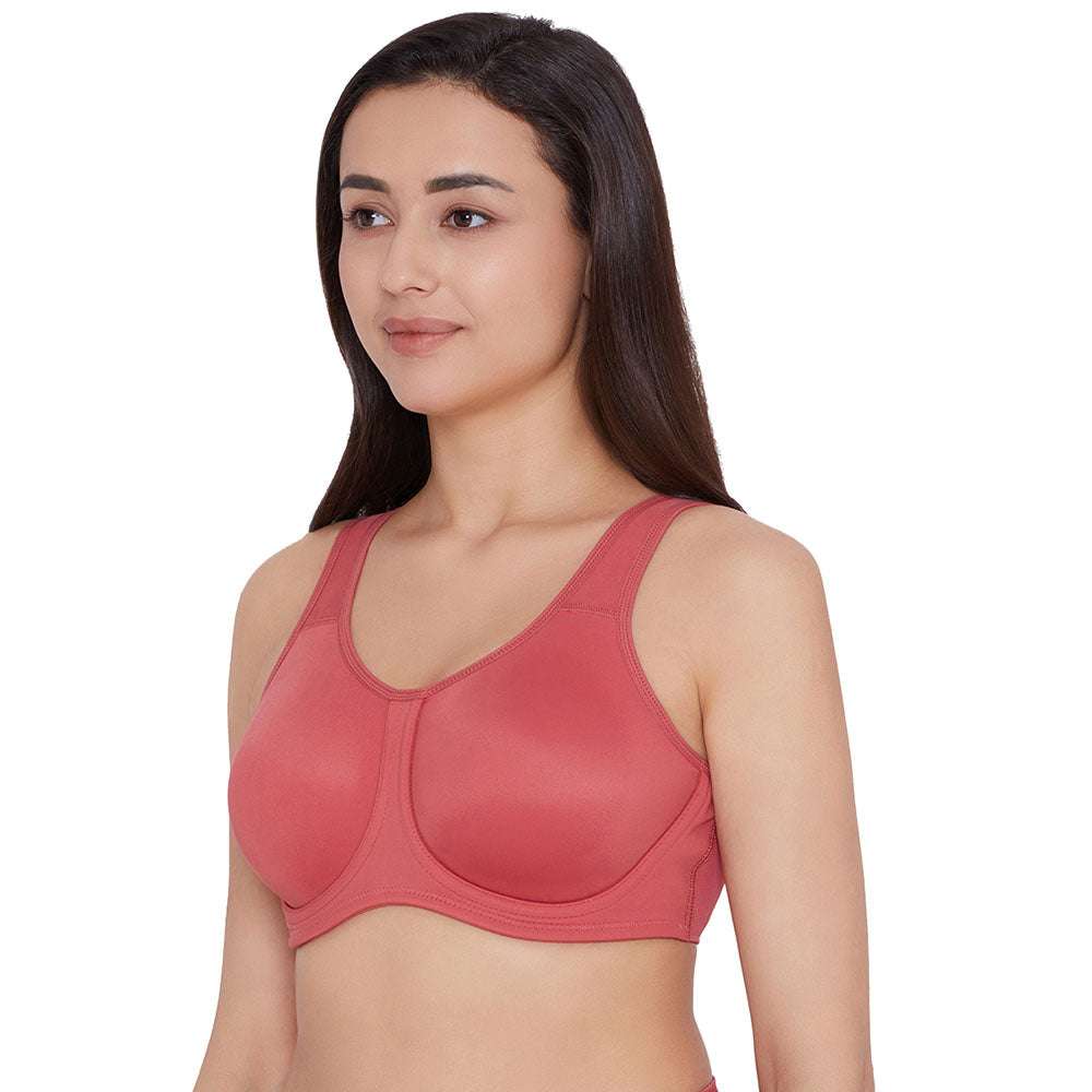 Sport Non Padded Wired Full Coverage Full Support High Intensity Sports Bra  -Red