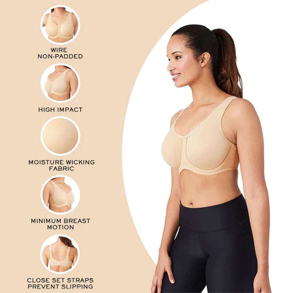 Sport Non Padded Wired Full Coverage Full Support High Intensity Sports Bra  - Beige