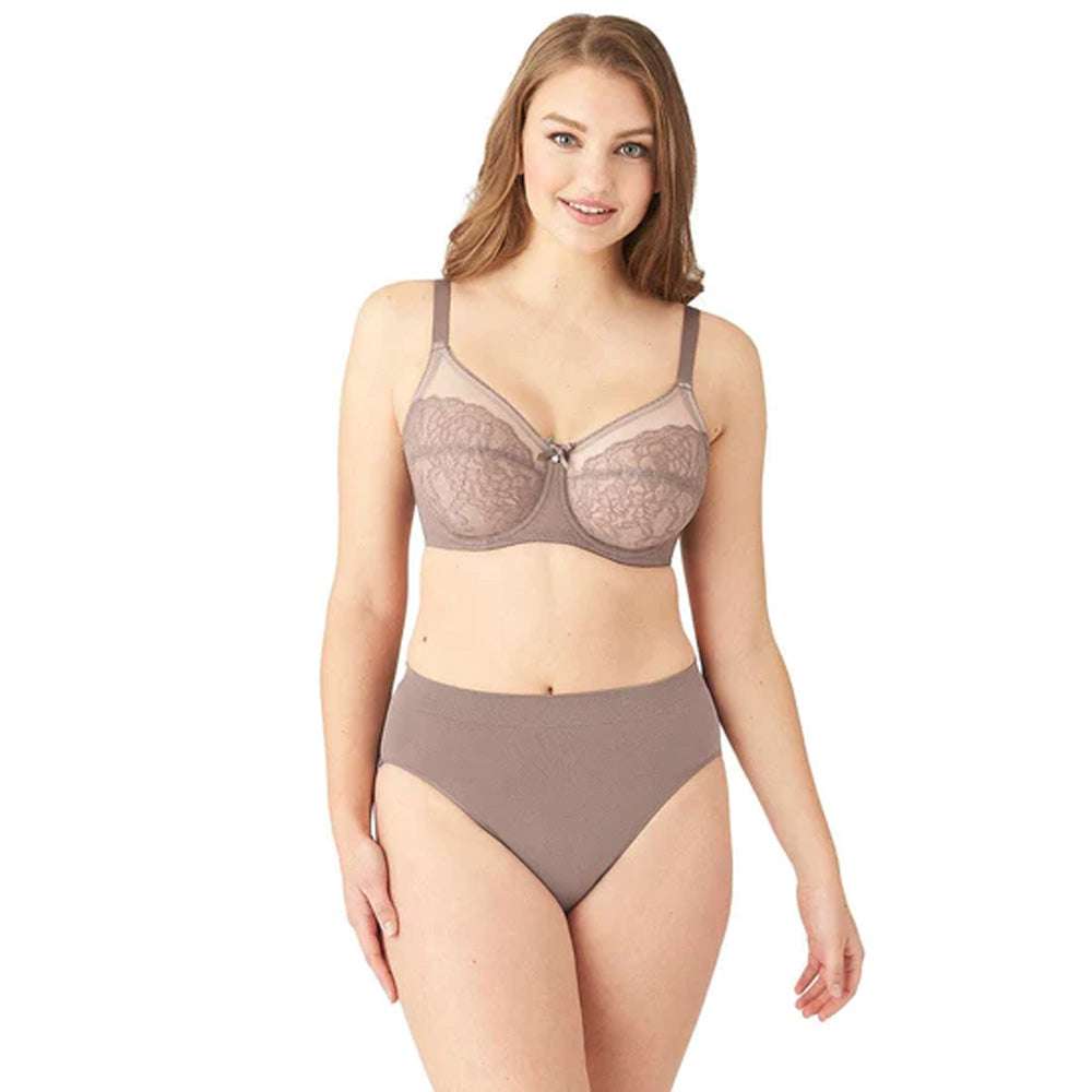 Retro Chic Non Padded Wired Full Coverage Full Support Everyday Comfort  Bra - Coffee