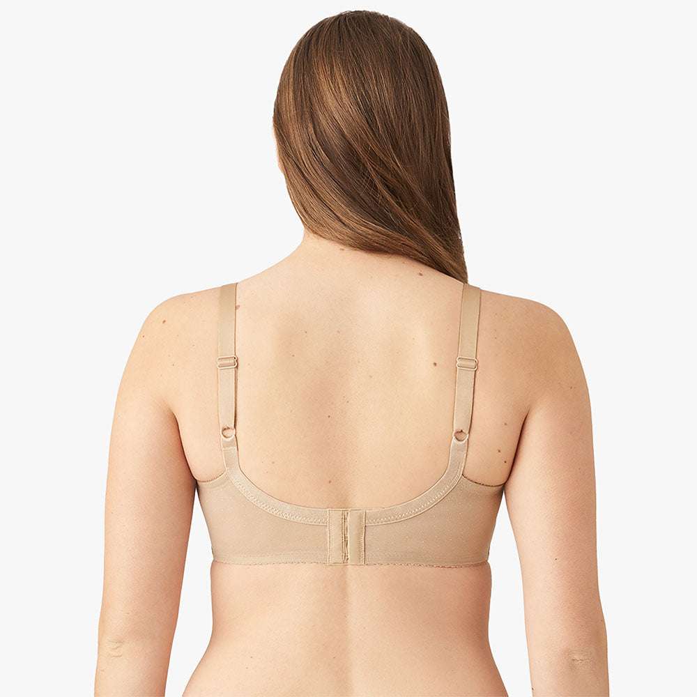 Retro Chic Non Padded Wired Full Coverage Full Support Everyday Comfort  Bra - Beige