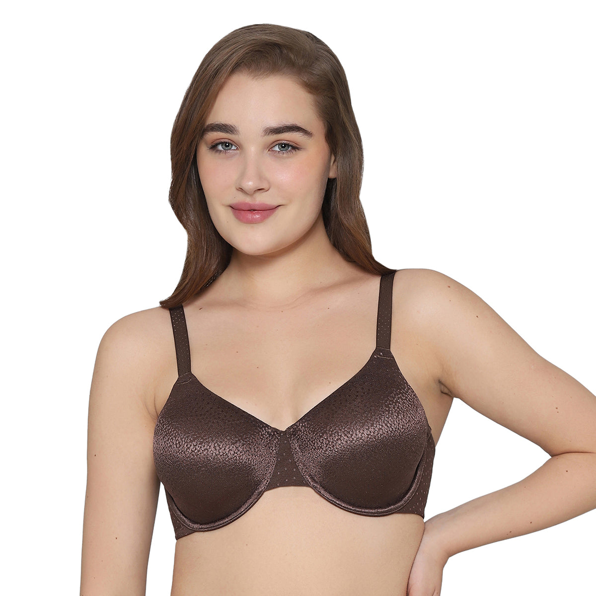Back Appeal Non Padded Wired Full Cup Everyday Wear Plus Size Comfortable Full Support Bra -Brown