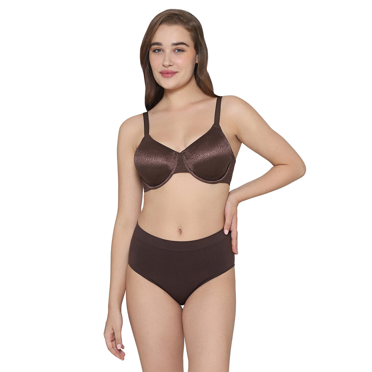 Back Appeal Non Padded Wired Full Cup Everyday Wear Plus Size Comfortable Full Support Bra -Brown