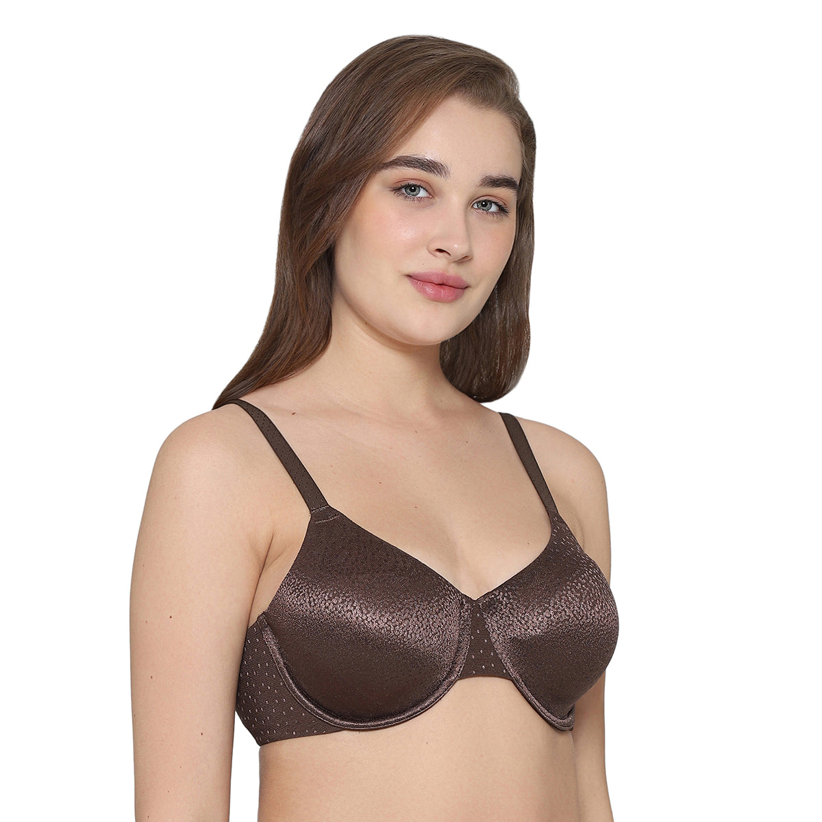 Back Appeal Non Padded Wired Full Cup Everyday Wear Plus Size Comfortable Full Support Bra -Brown