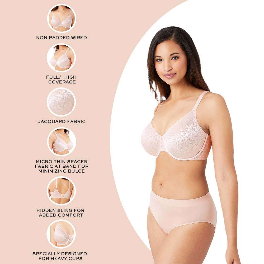 Back Appeal Non Padded Wired Full Cup Everyday Wear Plus Size Comfortable Full Support Bra - Light Pink