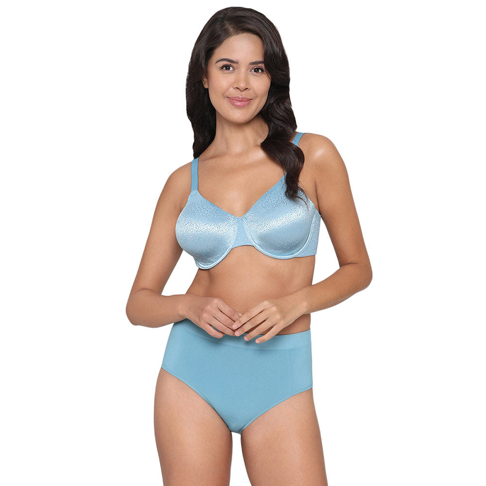 Back Appeal Non Padded Wired Full Cup Everyday Wear Plus Size Comfortable Full Support Bra - Sky Blue