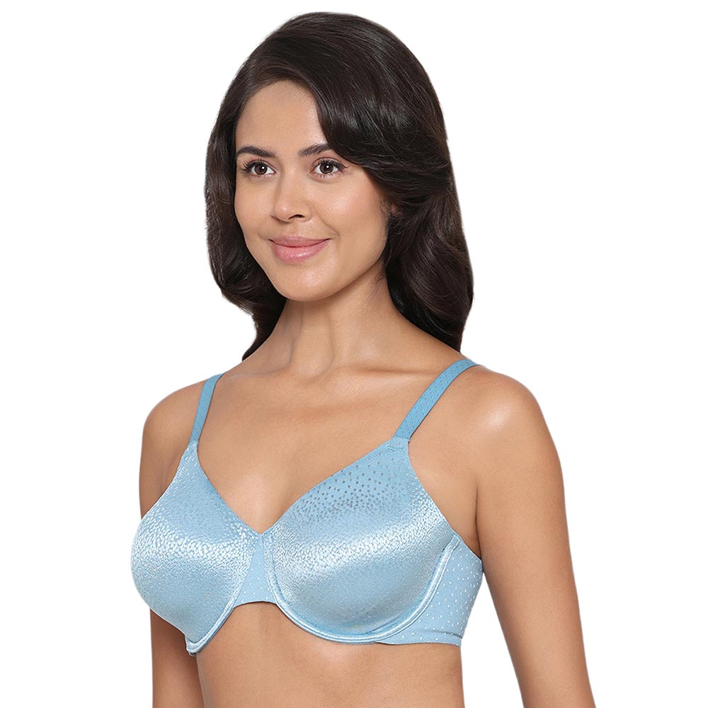 Back Appeal Non Padded Wired Full Cup Everyday Wear Plus Size Comfortable Full Support Bra - Sky Blue