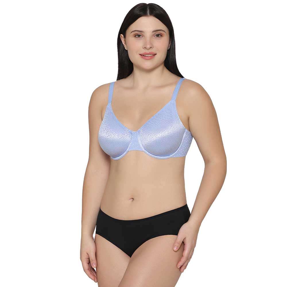 Back Appeal Non Padded Wired Full Cup Everyday Wear Plus Size Comfortable Full Support Bra - Light Blue