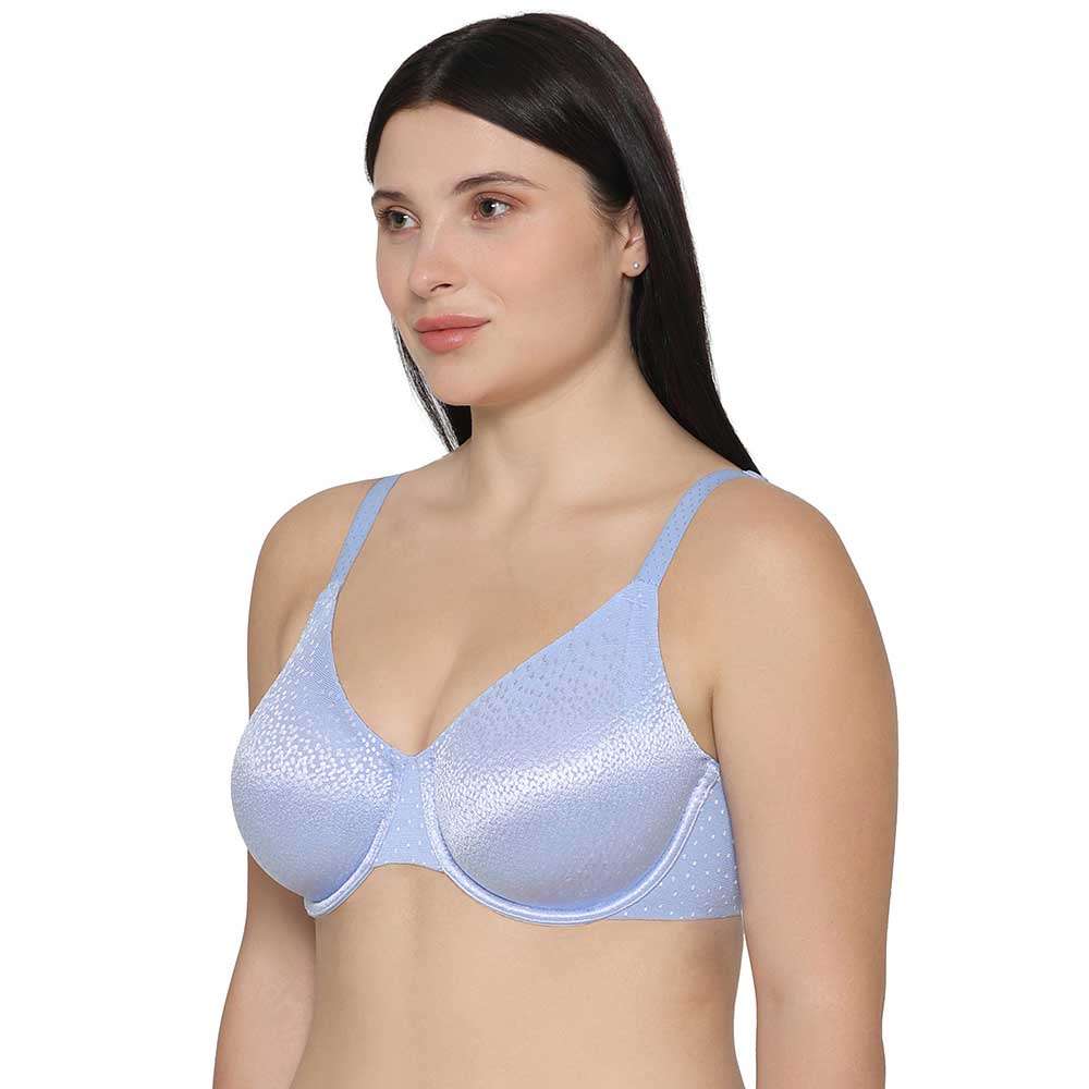 Back Appeal Non Padded Wired Full Cup Everyday Wear Plus Size Comfortable Full Support Bra - Light Blue