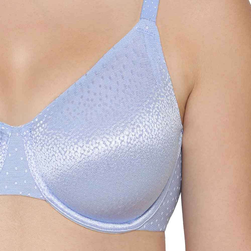 Back Appeal Non Padded Wired Full Cup Everyday Wear Plus Size Comfortable Full Support Bra - Light Blue