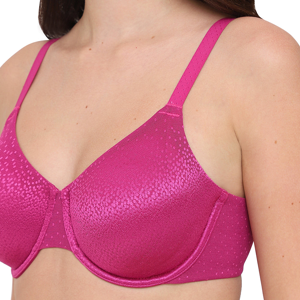 Back Appeal Non Padded Wired Full Cup Everyday Wear Plus Size Comfortable Full Support Bra - Magenta