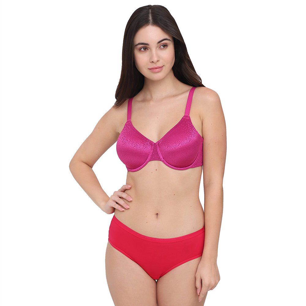 Back Appeal Non Padded Wired Full Cup Everyday Wear Plus Size Comfortable Full Support Bra - Magenta