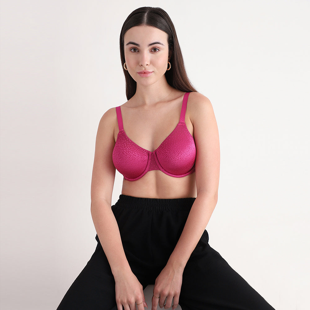 Back Appeal Non Padded Wired Full Cup Everyday Wear Plus Size Comfortable Full Support Bra - Magenta