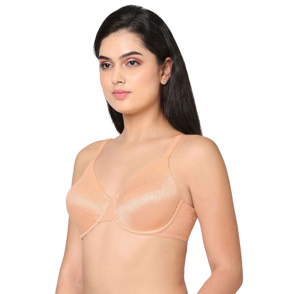 Back Appeal Non Padded Wired Full Cup Everyday Wear Plus Size Comfortable Full Support Bra - Peach