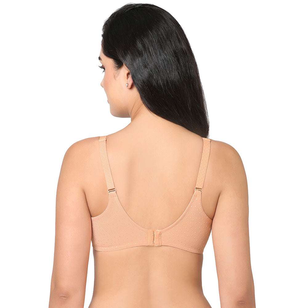Back Appeal Non Padded Wired Full Cup Everyday Wear Plus Size Comfortable Full Support Bra - Peach