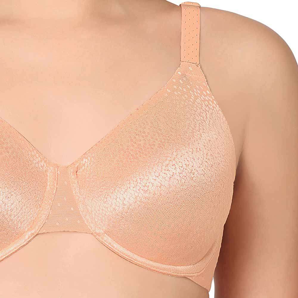 Back Appeal Non Padded Wired Full Cup Everyday Wear Plus Size Comfortable Full Support Bra - Peach