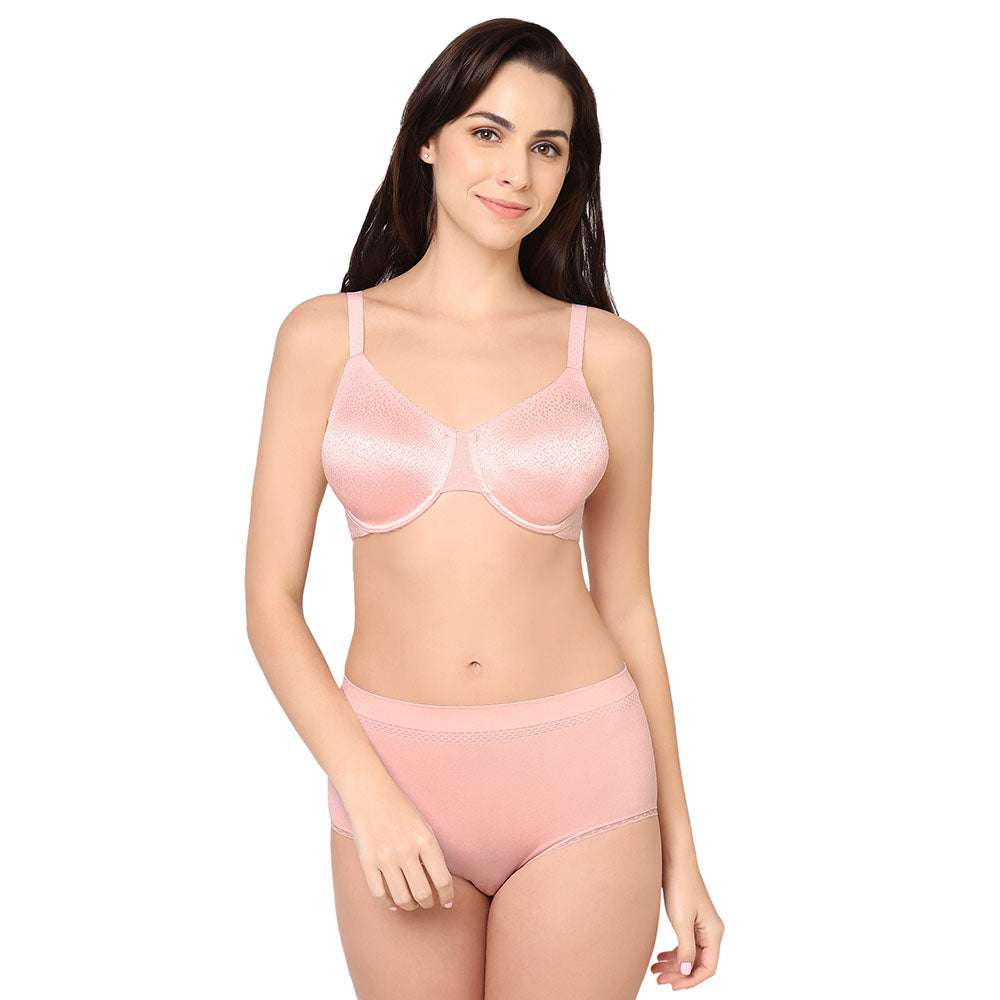 Back Appeal Non Padded Wired Full Cup Everyday Wear Plus Size Comfortable Full Support Bra - Pink