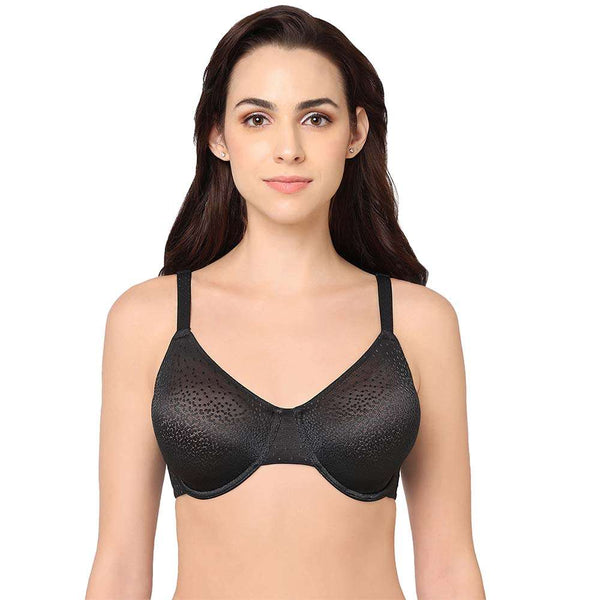 Back Appeal Non Padded Wired Full Cup Everyday Wear Plus Size Comfortable  Full Support Bra - Black