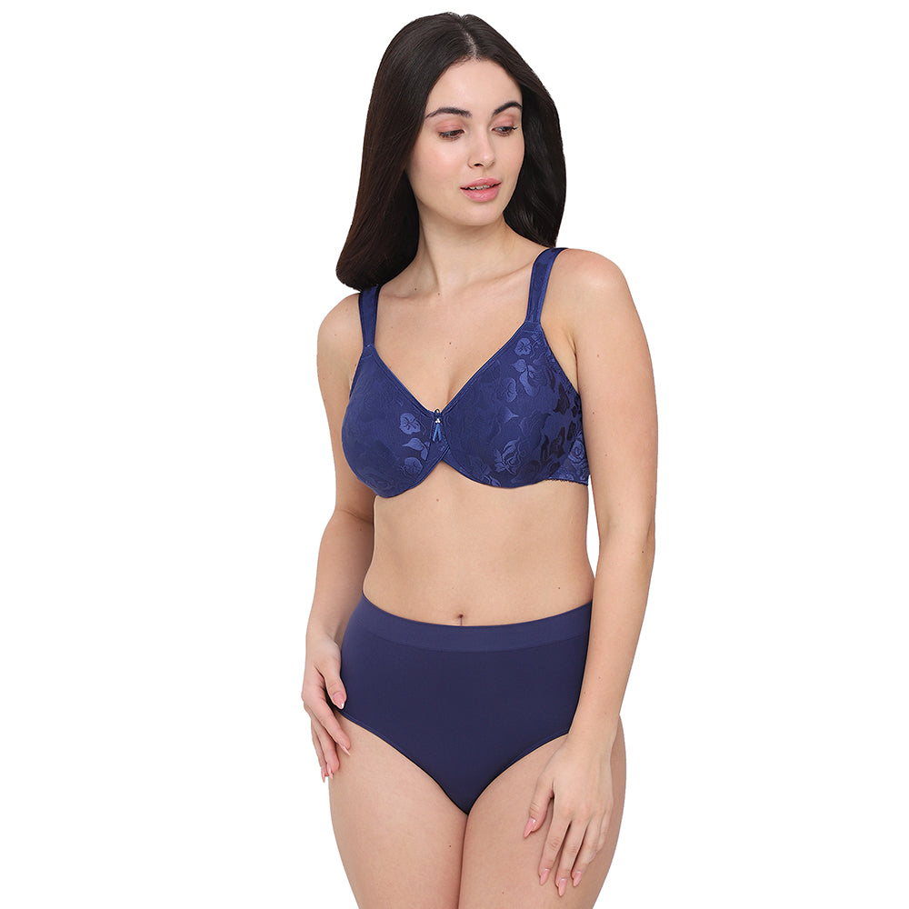 Awareness Non Padded Wired Full Coverage Full Support Plus Size Bra - Navy