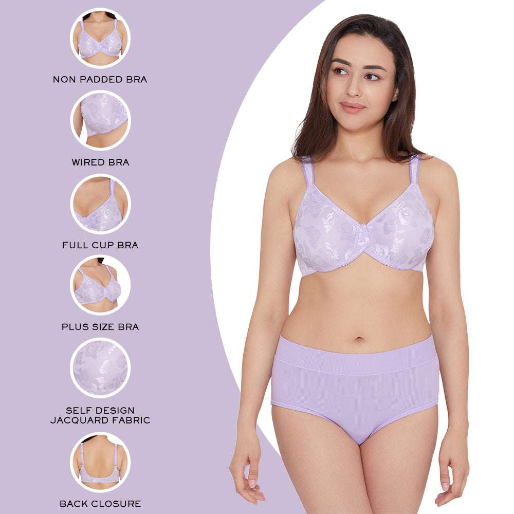 Awareness Non Padded Wired Full Coverage Full Support Plus Size Bra-Light Purple