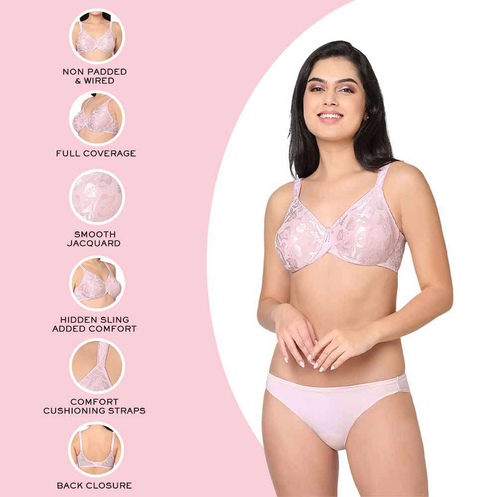 Awareness Non Padded Wired Full Coverage Full Support Plus Size Bra - Pink