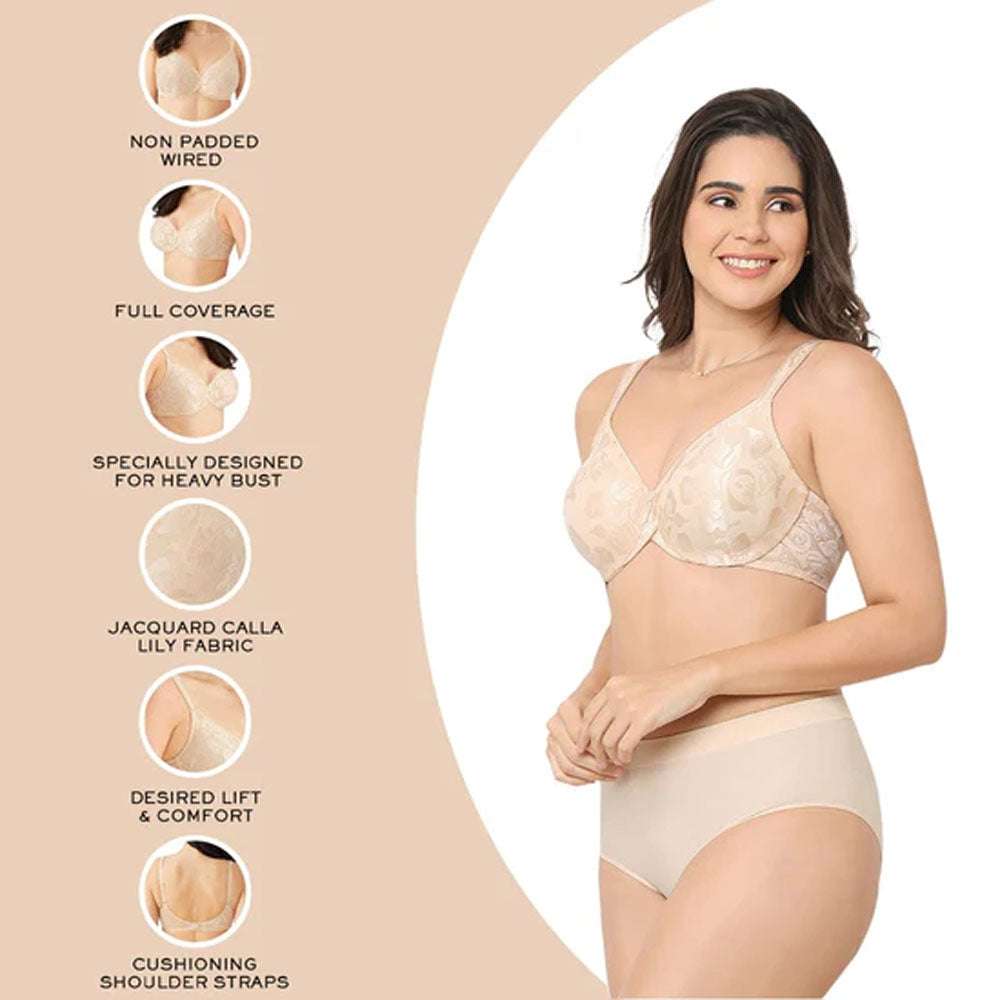 Buy Awareness Non Padded Wired Full Coverage Full Support Plus Size Bra -  Beige Online