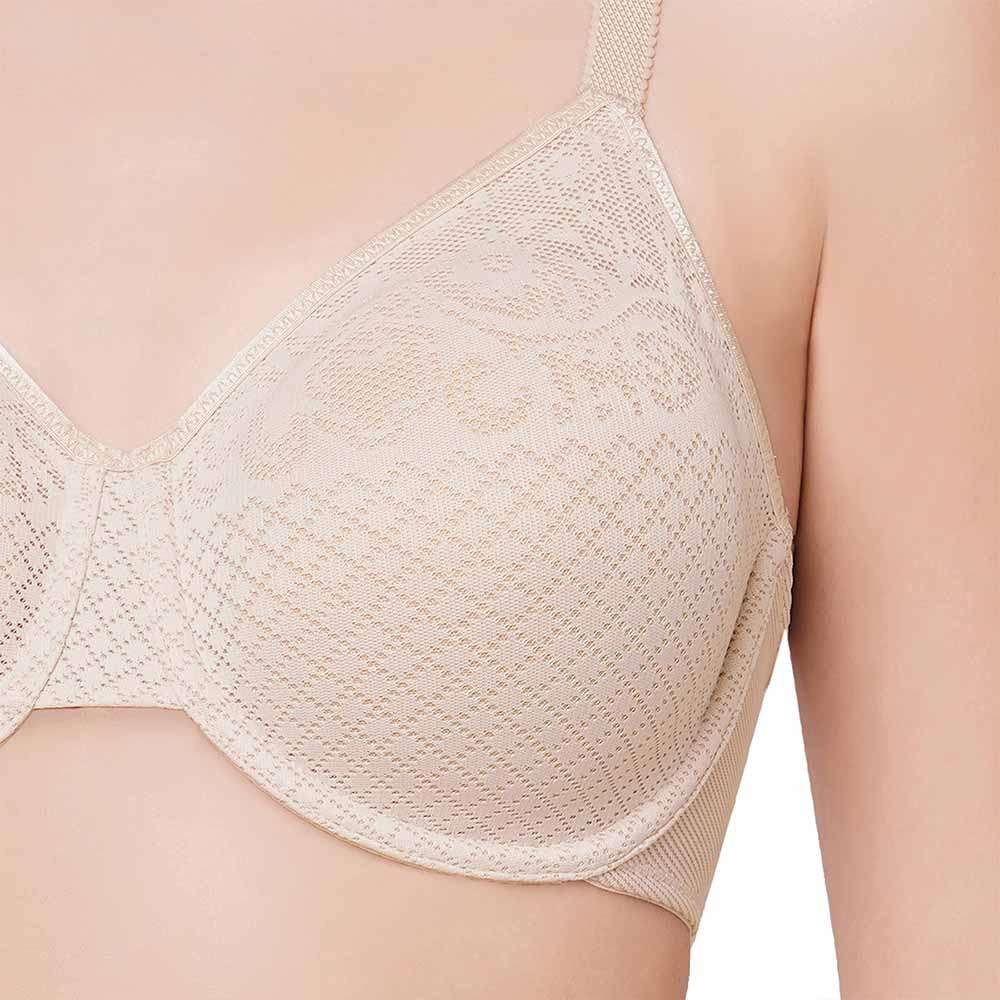 Visual Effects Non Padded Wired Full Cup Everyday Wear Plus Size Full Support Minimizer Bra - Beige
