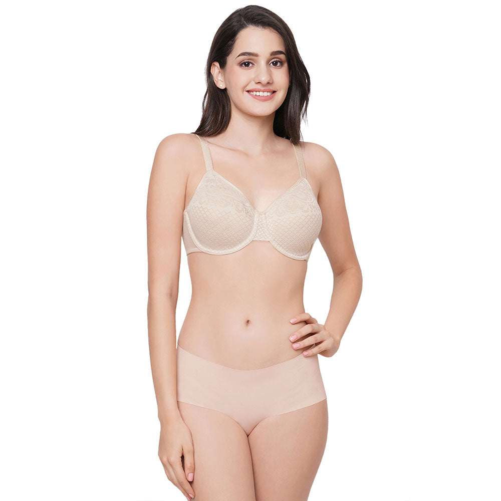 Visual Effects Non Padded Wired Full Cup Everyday Wear Plus Size Full Support Minimizer Bra - Beige