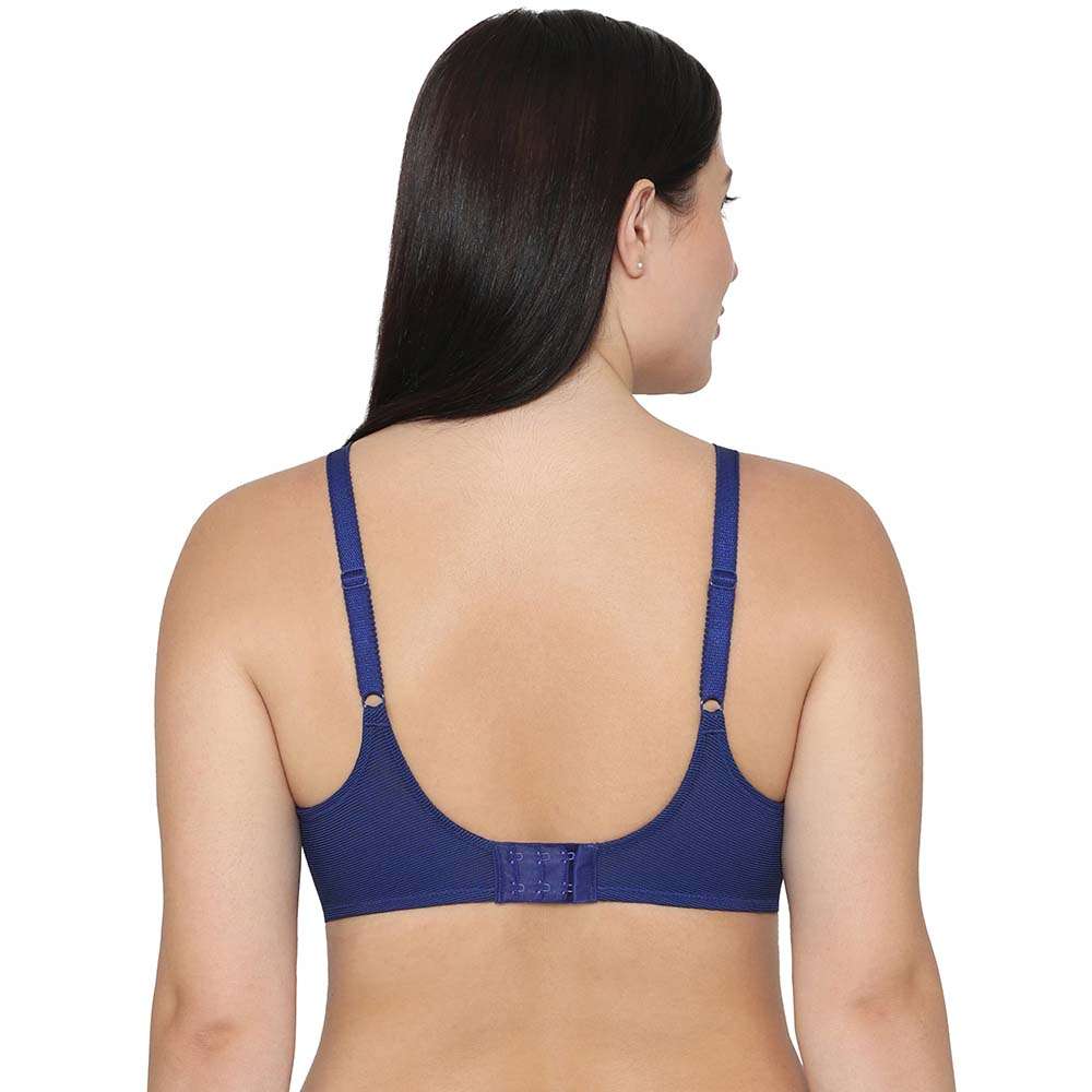Visual Effects Non Padded Wired Full Cup Everyday Wear Plus Size Full Support Minimizer Bra - Dark Blue