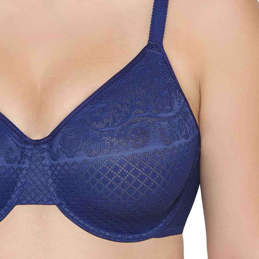 Visual Effects Non Padded Wired Full Cup Everyday Wear Plus Size Full Support Minimizer Bra - Dark Blue