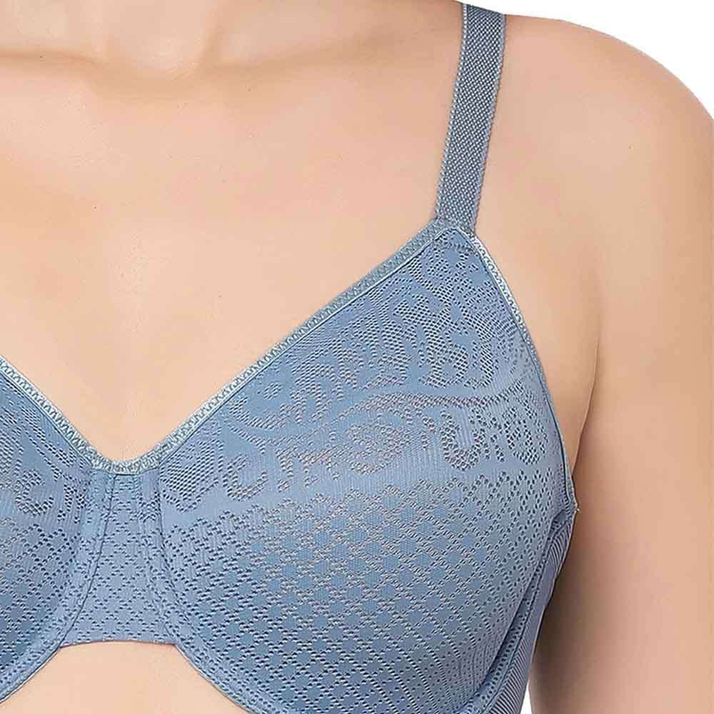 Visual Effects Non Padded Wired Full Cup Everyday Wear Plus Size Full Support Minimizer Bra - Blue