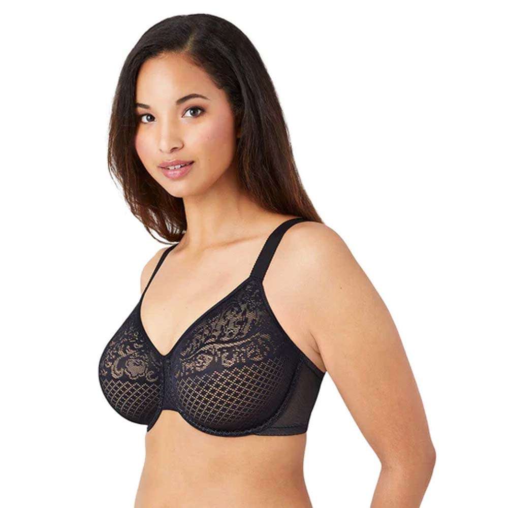 Visual Effects Non Padded Wired Full Cup Everyday Wear Plus Size Full Support Minimizer Bra - Black