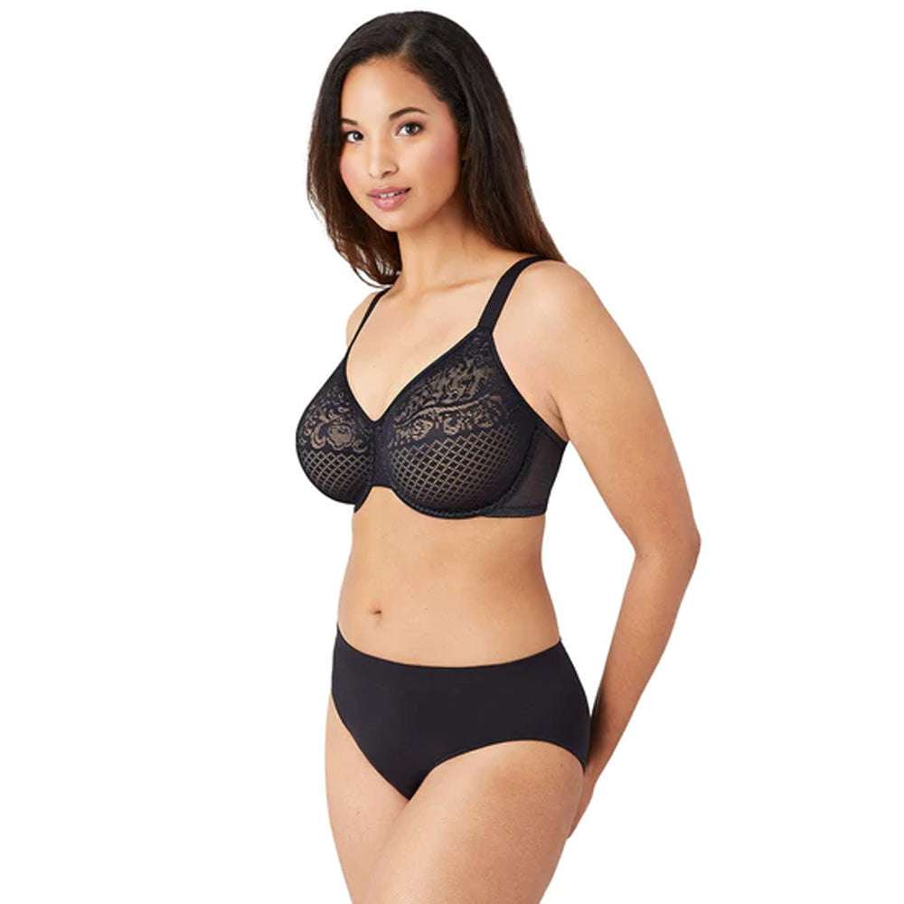 Visual Effects Non Padded Wired Full Cup Everyday Wear Plus Size Full Support Minimizer Bra - Black