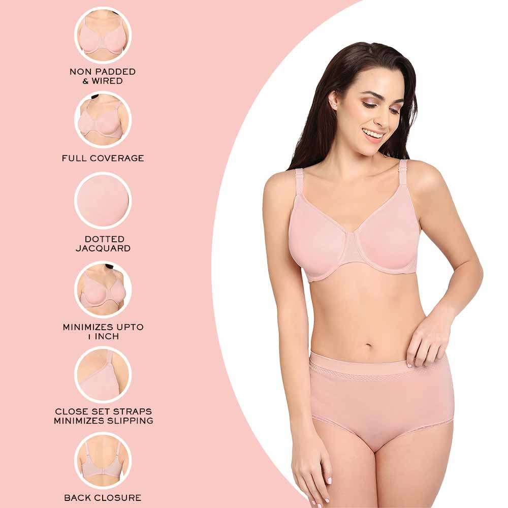 Back Appeal Minimizer Non-Padded Wired Full Coverage Full Cup Bra - Pink