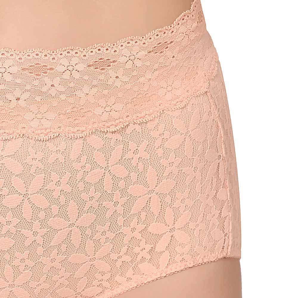 Halo Lace High Waist Full Coverage Everyday Wear Lace Panty - Peach