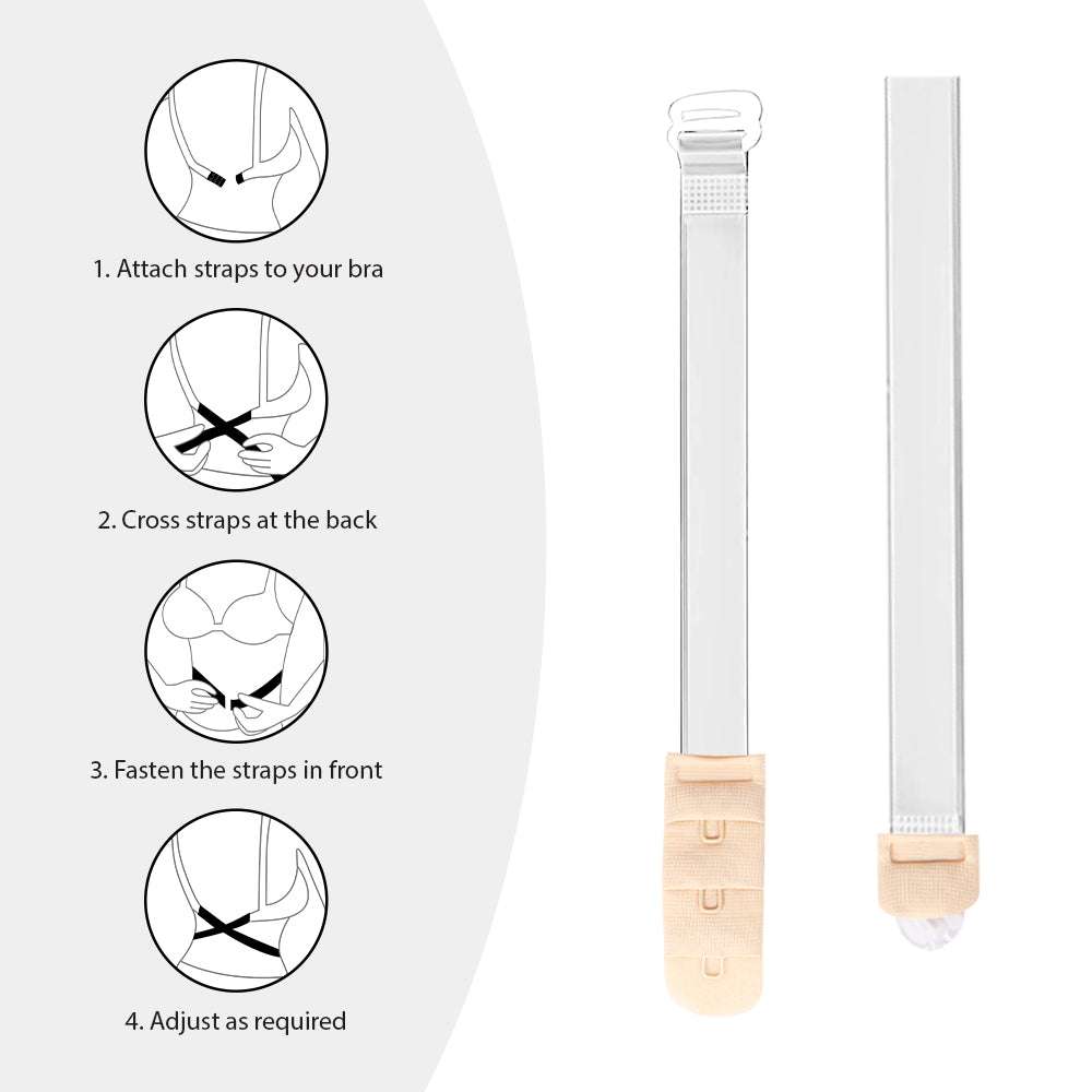 Transparent Low-Back Converter Lightweight Adjustable Skin Friendly Hook & Eye Transparent Straps