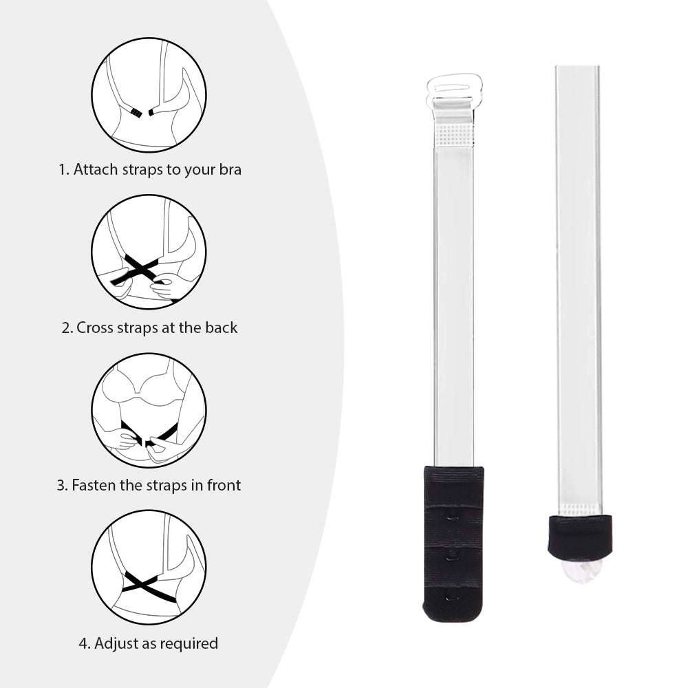 Transparent Low-Back Converter Lightweight Adjustable Skin Friendly Hook & Eye Transparent Straps