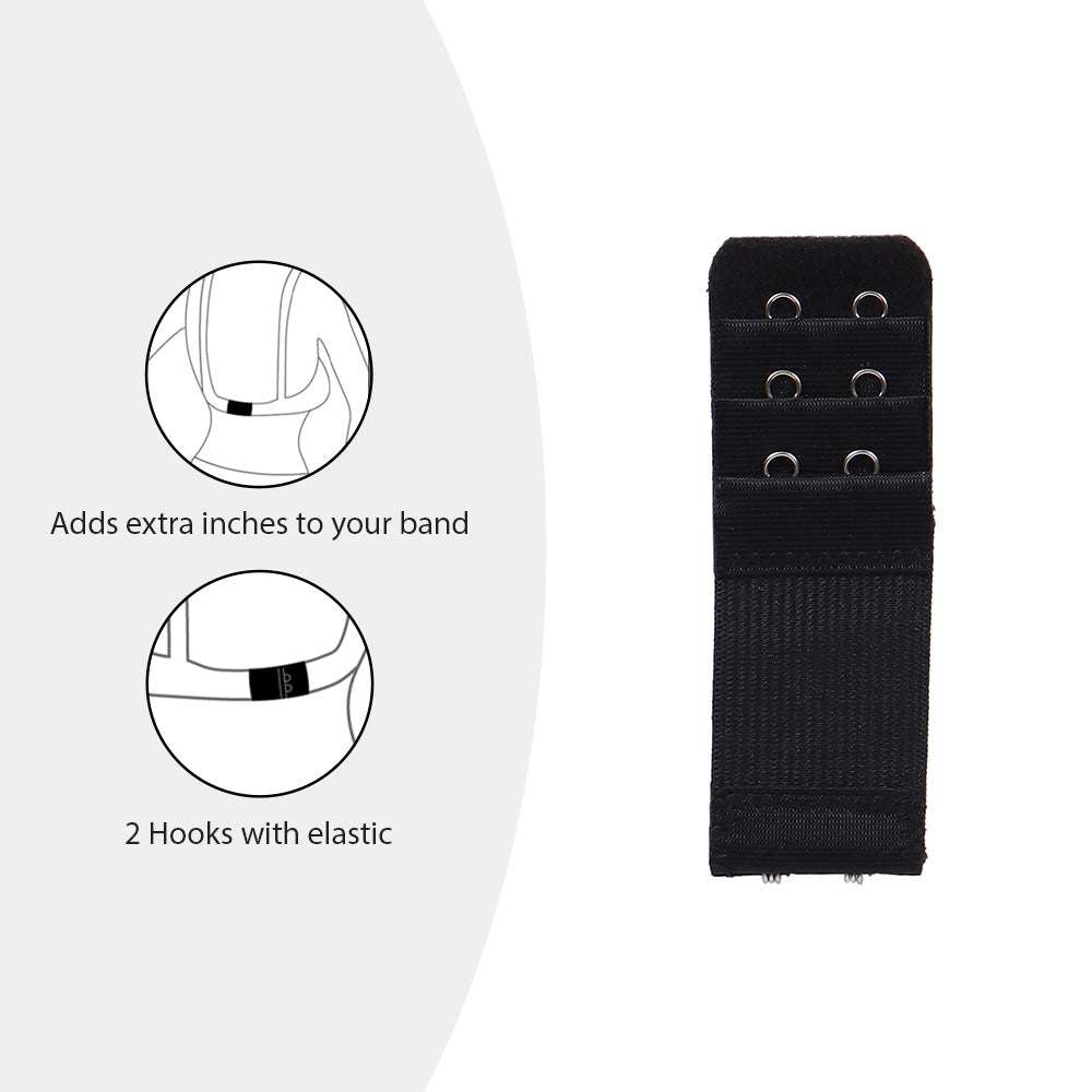 Bra Extender Lightweight 2 Hook Soft and comfortable 2 Hook & Eye Elastic Bra Extender - Black