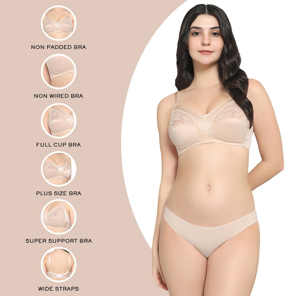 Audrey Non Padded Non Wired Full Cup Plus Size Pack of 2 Full Support Bra