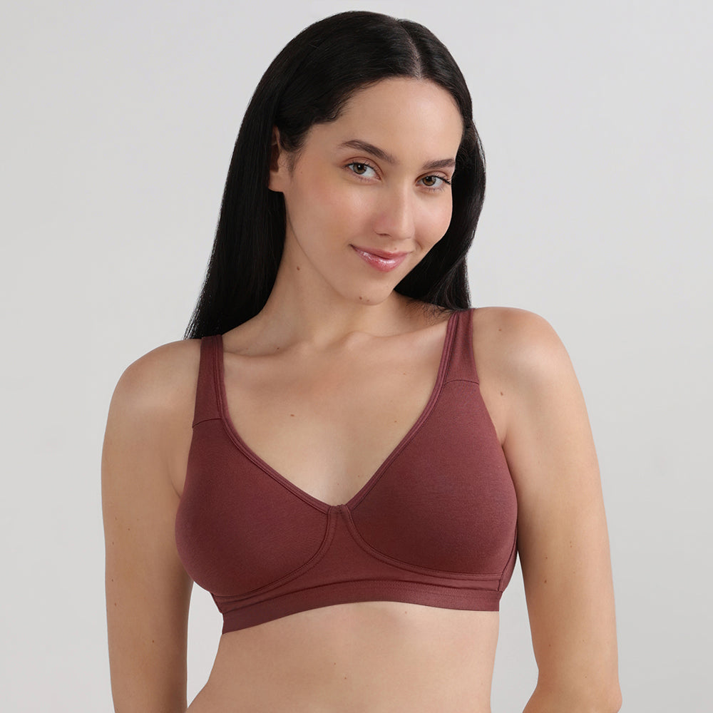 BASICS Essentials2.0 Non-Padded Non-Wired Full Cup Everyday Wear T-shirt Bra- Dark Brown