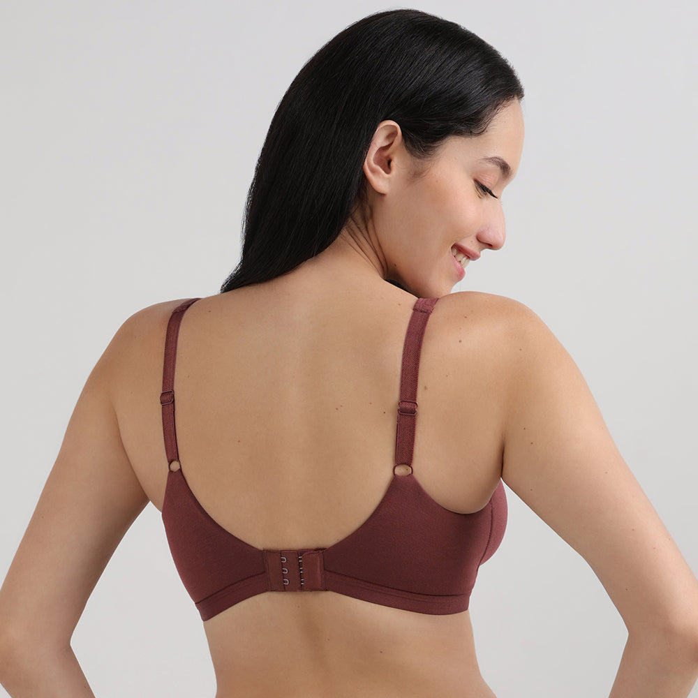 BASICS Essentials2.0 Non-Padded Non-Wired Full Cup Everyday Wear T-shirt Bra- Dark Brown