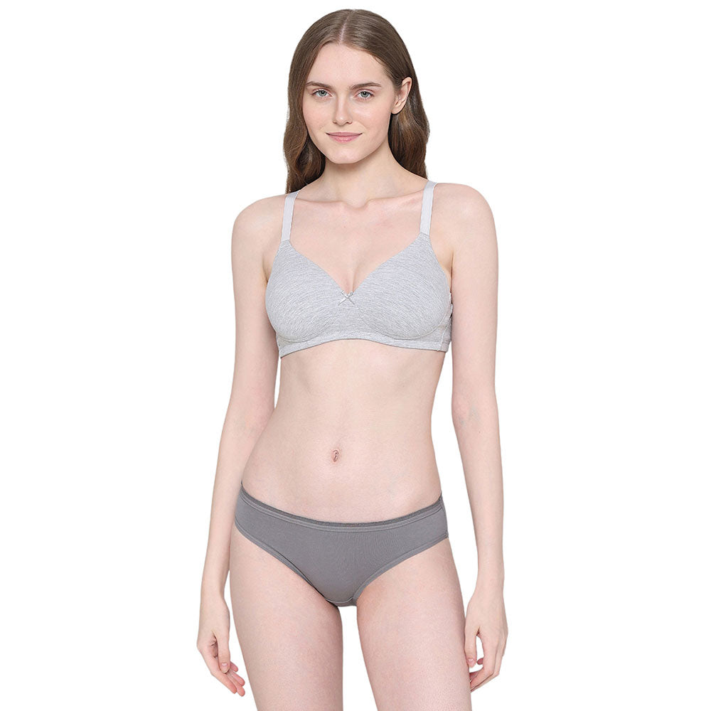 BASICS Essentials2.0 Padded Non-wired 3/4th Cup Everyday Wear T-shirt Bra - Grey