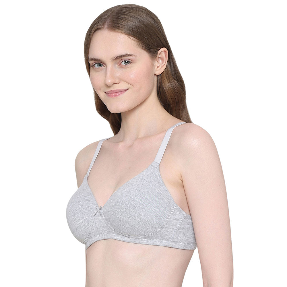 BASICS Essentials2.0 Padded Non-wired 3/4th Cup Everyday Wear T-shirt Bra - Grey
